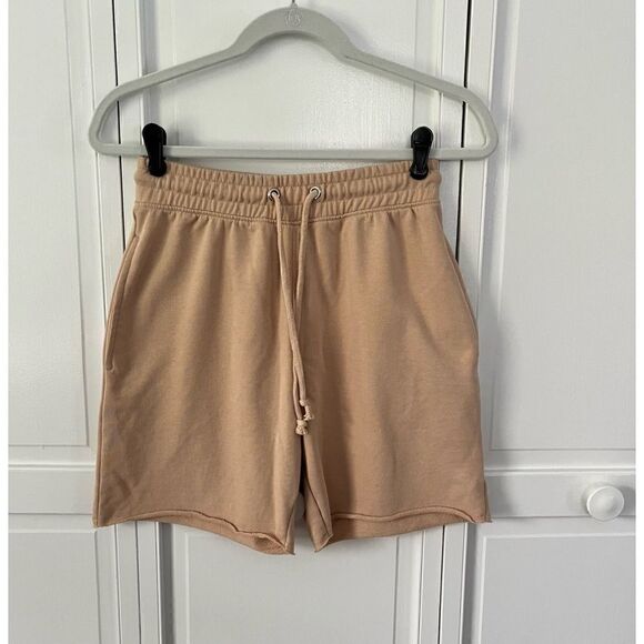 Nasty Gal Pants - Nasty Gal Collection Beige Nude Longline Drawstring Cutoff Style Shorts wPockets